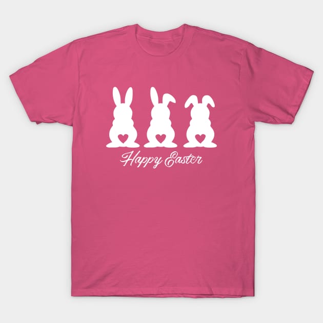 Three Easter Bunnies with Heart Shaped Tails T-Shirt by deelirius8